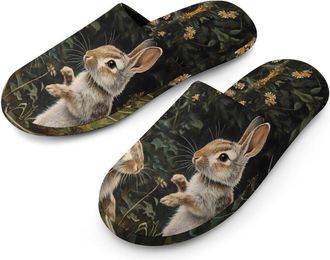Generic Rabbits Forests Bunnys Mens House Slippers Slip Indoor Slipper On Shoes Warm Outdoor