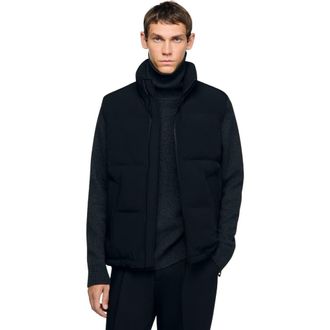 Sandro Sleeveless technical puffer vest in Black at Nordstrom, Size Xx-Large