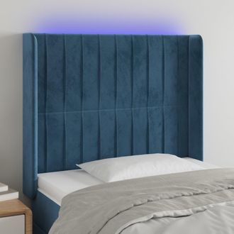 vidaXL Cabecero Con Led De Terciopelo Azul Oscuro 103x16x118/128 Cm Vidaxl