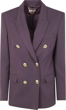 Elisabetta Franchi Gabardine Double-Breasted Jacket - Dames - Blazers - Bruin - M - Polyester - Jassen