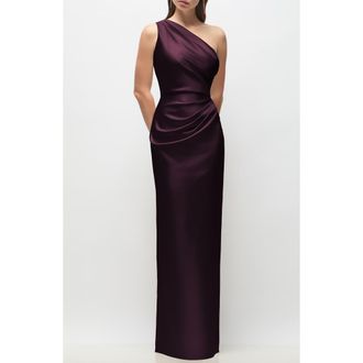 After Six Malin One-Shoulder Charmeuse Gown in Deep Plum at Nordstrom, Size Xx-Large