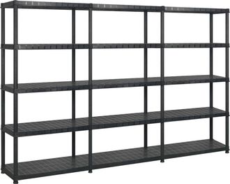 vidaXL Estanter&iacute;a Almacenaje 5 Niveles Pl&aacute;stico Negro 274,5x45,7x185cm Vidaxl