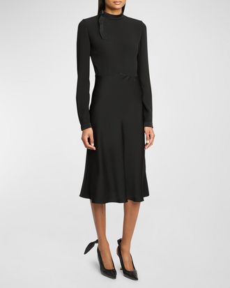 Givenchy Scarf Long-Sleeve Satin Midi Dress