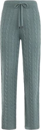 PESERICO Broek met trekkoord en dikke breistructuur - Dames - Sweatpants - Groen - M - Wol - Broeken