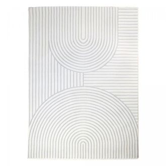 Un amour de tapis Alfombra de sal&oacute;n con motivos contempor&aacute;neos, blanco y gris 200x290