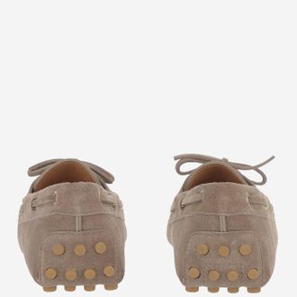 Tod's Womens Suede Leather Loafers Beige Calfskin