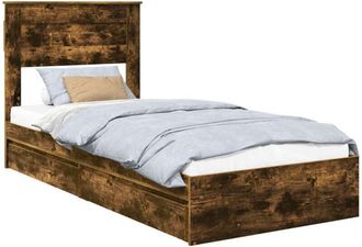 vidaXL Storage Bed with Drawer Smoked Oak 90 x 200 cm Engineered Wood vidaXL