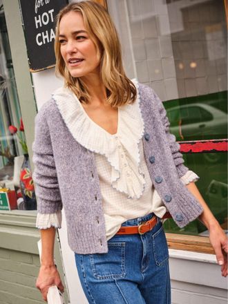 Fat Face FatFace Florrie Blue Fleck Knitted Cardigan