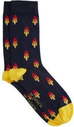 WE Fashion sokken met all over print donkerblauw