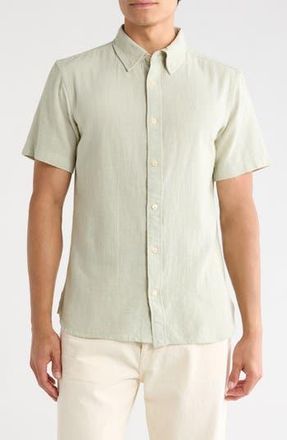 AllSaints Barre Short Sleeve Shirt in Slate Green at Nordstrom Rack, Size Xx-Large