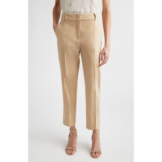 Eleventy Drago Linen & Wool Slub Twill Ankle Pants in 173 Taupe Cognac at Nordstrom, Size 00 Us