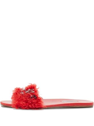 Prada embellishment flat sandals - Red