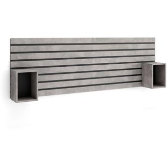 Skraut Home Skraut Home - Cabecero Con Mesitas - Listones Decorativos - 214x3x70 Cm - Cama De 135,140,150,160 Cm - Con Almacenamiento - Estilo Moderno - Cemento