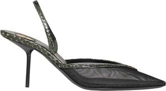 Saint Laurent Schoenen, Dames, Groen, 40 EU, Leer, Folie Slingback Pumps