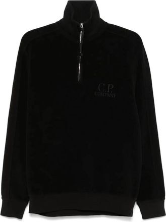 C.P. Company Casual Zwarte Katoenen Sweater - Heren - Vesten met rits - Zwart - M - Katoen - Hoodies & sweatvesten