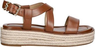 Michael Kors Lynn Espadrille Sandaal - Dames - Sandalen - Bruin - 41 EU - Leer - Schoenen