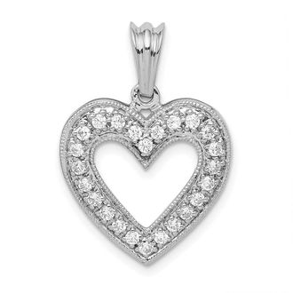Diamond2Deal 14K White Gold Lab Grown Diamond Heart Pendant (0.35ct, VS, G-H)