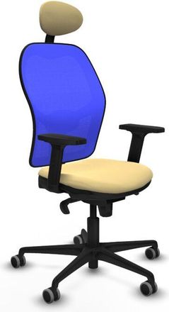 Piqueras y Crespo Piqueras Y Crespo - Jorquera Sincro Malla Azul Similpiel Crema Brazos 2d Base Nailon Cabecero Fijo Ruedas 65mm Engomada