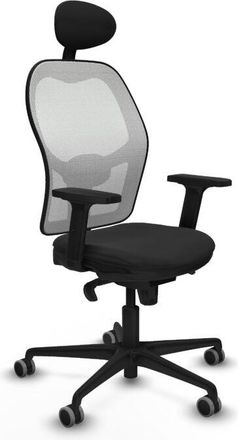 Piqueras y Crespo Piqueras Y Crespo - Jorquera Sincro Malla Blanca Similpiel Negro Brazos 2d Base Nailon Cabecero Fijo Ruedas 65mm Engomada