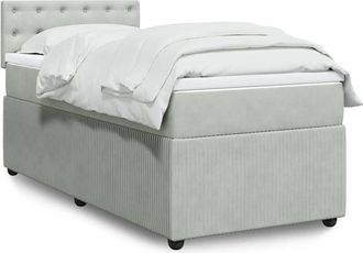 vidaXL Cama Box Spring Con Colch&oacute;n Terciopelo Gris Claro 90x190 Cm Vidaxl