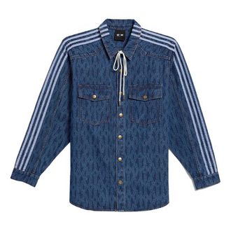 adidas originals x IVY PARK Crossover Stripe Solid Color Denim Blue Shirt H61704