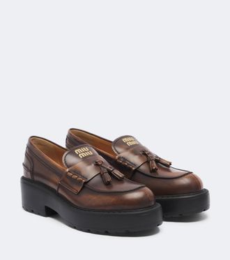 Miu Miu Mocassini in pelle con platform