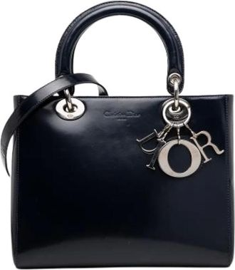 Dior Pre-owned Handbags, female, Blue, Size: ONE SIZE Pre-owned Leather Vintage Handbag