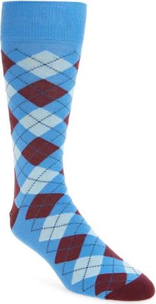 Nordstrom Argyle Combed Cotton Blend Dress Socks in Blue- Burgundy at Nordstrom