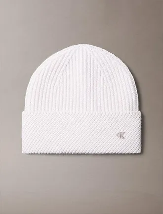 Calvin Klein Gorro De Punto De Mezcla De Lana Con Monograma