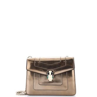 Bulgari Serpenti Forever Square Shoulder Bag Metallic Leather Small
