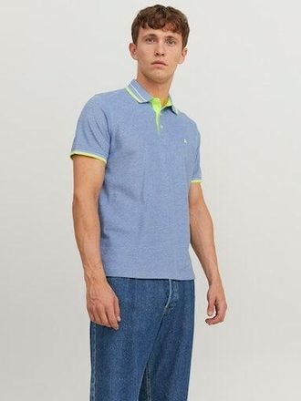 Jack & Jones Poloshirt JACK & JONES JJEPAULOS POLO SS NOOS, Herren, Gr. S, blau (bright cobalt), Jersey, Obermaterial: 100% Baumwolle, unifarben, slim fit taillenb