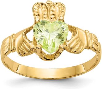 Diamond2Deal 14k Yellow Gold Yellow Cubic Zirconia Claddagh Ring