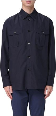 Brioni Overhemd met Lange Mouwen en Zakken - Heren - Casual Overhemden - Blauw - L - Overhemden