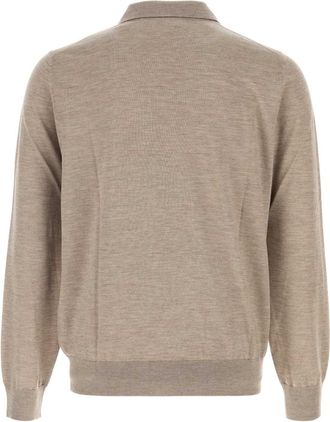 Brioni Mens Cashmere Silk Blend Polo Beige