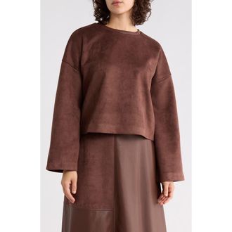 Halogen Faux Suede Pieced Top in Chocolate at Nordstrom Rack, Size X-Small