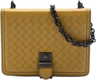 Bottega Veneta Pre-owned Woven Nappa Schoudertas - Dames - Vintage Schoudertas - Geel - ONE Size - Leer - Vintage