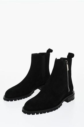 Off-white Mens Suede COMBAT Booties in Black Leather - Size UK 6.5