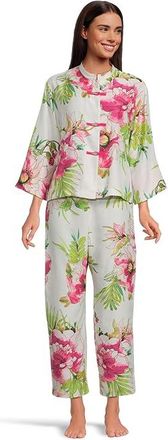 Natori Sonomi Mandarin Pajama Womens Pajama Sets White/Multi : L (Womens 14-16), Polyester