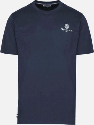 Aquascutum Mens Cotton Logo Navy T-Shirt - Size: 36