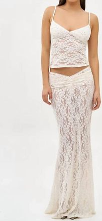 Bananhot Daisy Maxi Skirt In Cream Lace