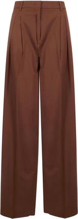 Max Mara Brown Straight Pleated Pants
