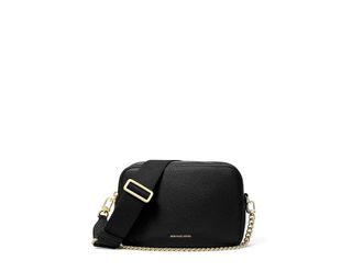 Michael Kors Bryant Medium Double Zip Chain Camera Crossbody Cross Body Womens Handbags Black 2, Leather/Polyester
