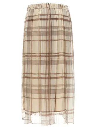Brunello Cucinelli Pleated Silk Organza Skirt