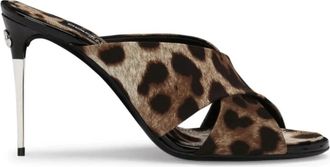 Dolce & Gabbana Leopard Print Stiletto Mules - Dames - Muiltjes - Veelkleurig - 37 1/2 EU - Katoen - Schoenen