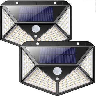 OEM Juego De 2 Luces Solares Para Exteriores Con 100 Led, Sensor De Movimiento, Resistencia Al Agua Ip65, 3 Modos De Funcionamiento, Ideales Para Jard&iacute;n, 