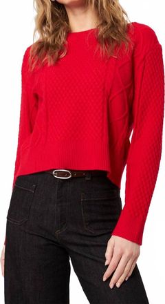 John & Jenn Julien Cable Knit Crop Sweater In Poppy