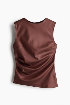 H&M Jerseytop mit Coating - Dunkelbraun