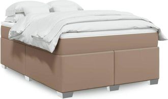 vidaXL Vidaxl - Cama Box Spring Con Colch&oacute;n Cuero Sint&eacute;tico Capuchino 140x190cm