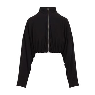 Alaia Zip-throughs, female, Black, Size: S Draped Matte Jersey Jacket