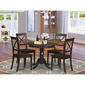 East West Furniture 5 Pc small Kitchen Table and Chairs set-round Kitchen Table and 4 Dining Chairs